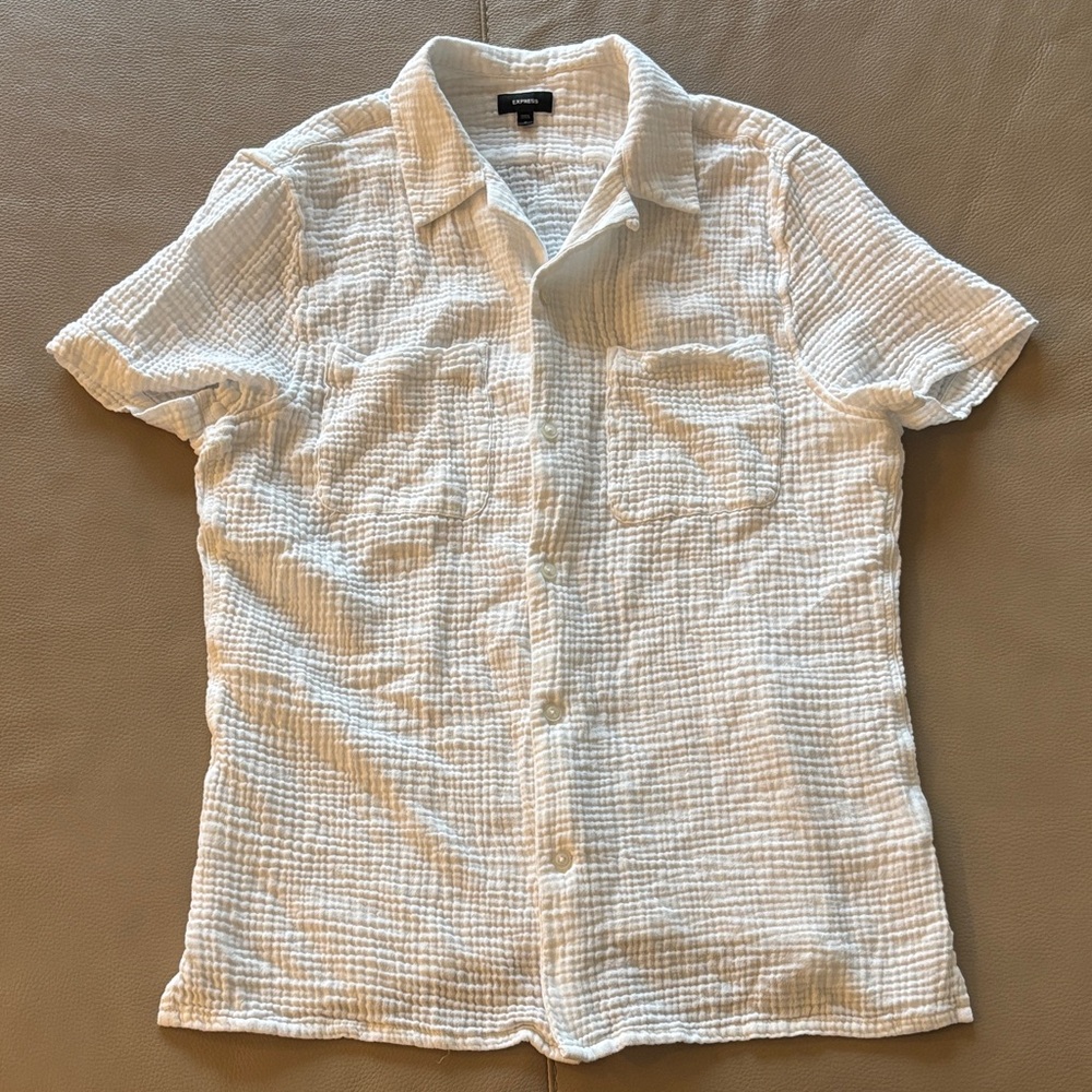 Express White Textured Men's Shirt
